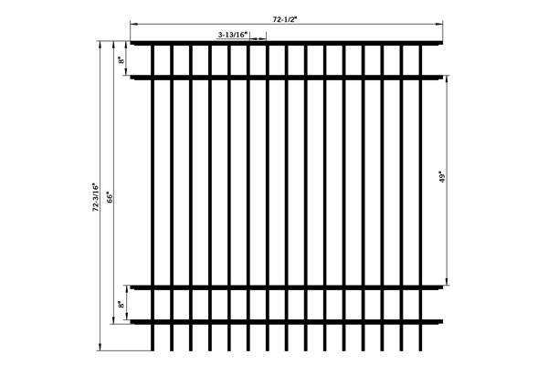 亜鉛メッキ/アルミニウム 3 レール フラット トップ装飾用プール フェンス パネル